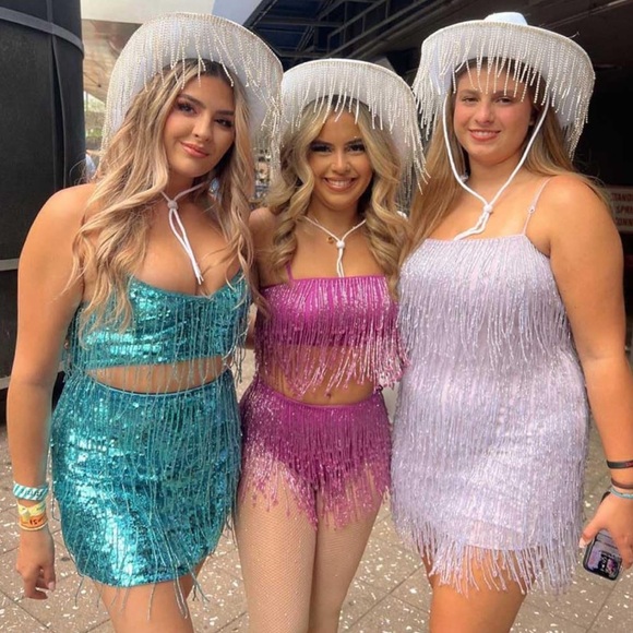 NEW| Rhinestone Fringe Cowboy Cowgirl Festival Carnival Concert Hat - Picture 4 of 9